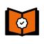 Certificate icon with checkmark, orange background.